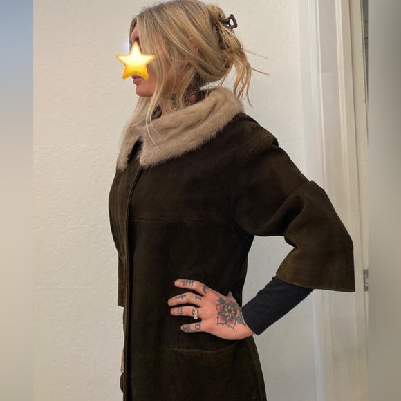 Vintage leather and fur trim coat - Picture 7 of 8